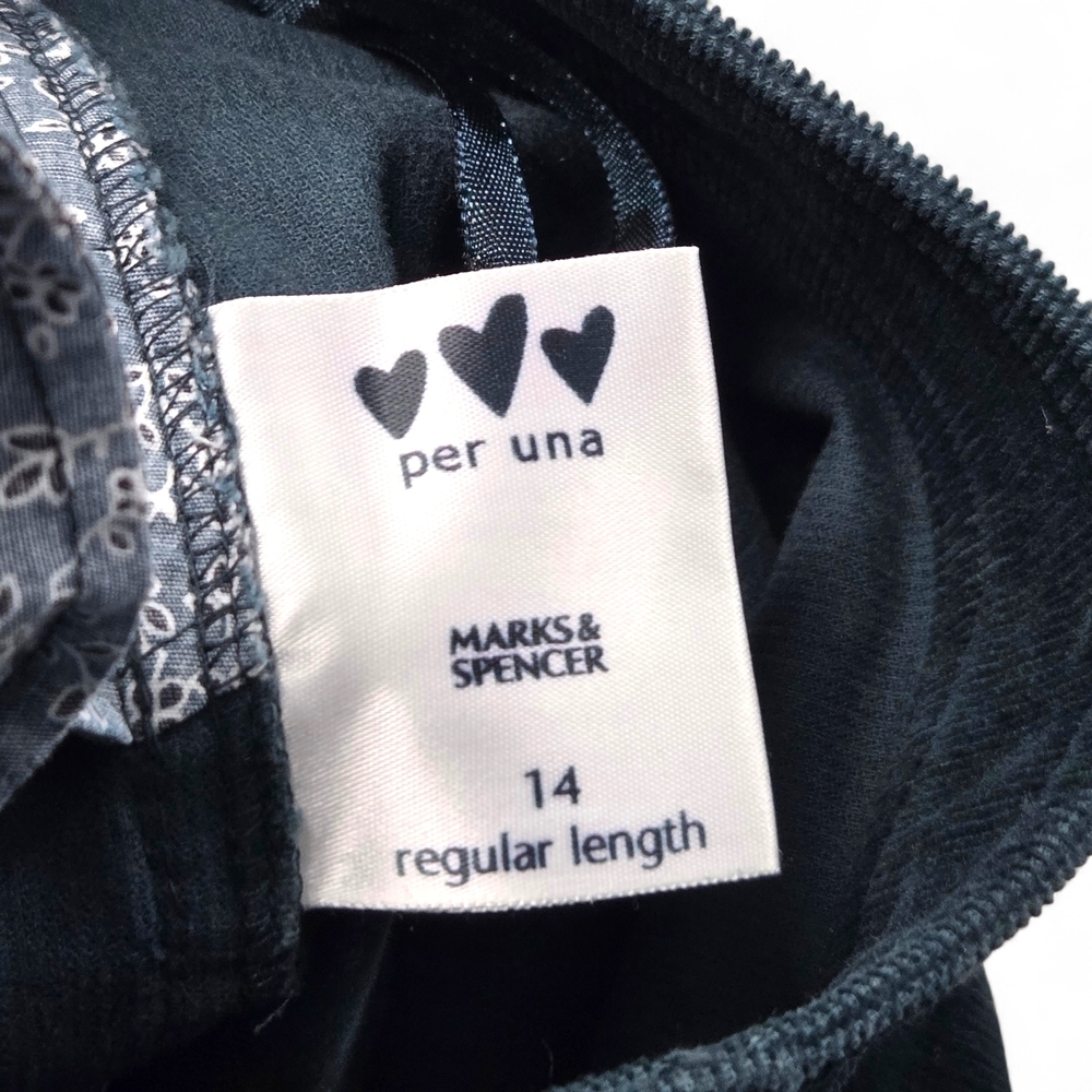 Per Una Deep Teal Women's Corduroy Boot Cut Pants UK 14 / US 10 - Picture 12 of 13
